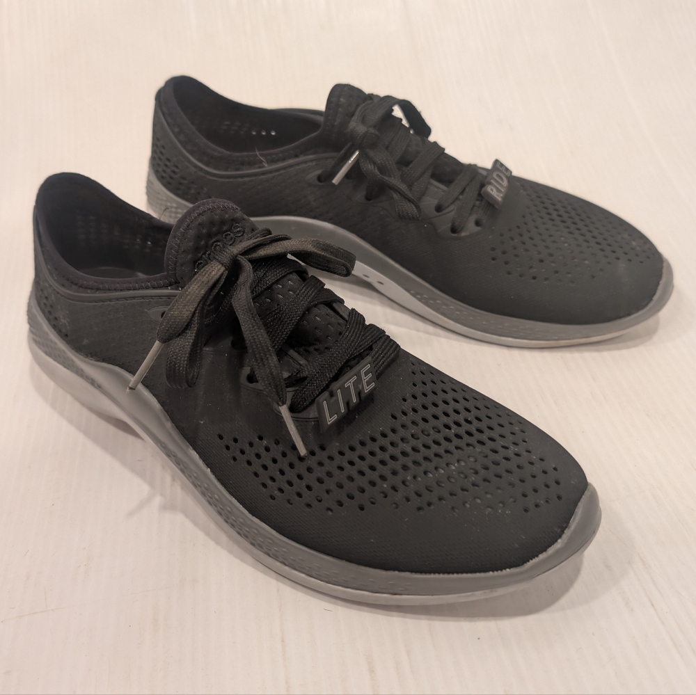CROCS Men's Literide 360 Pacer Perforated Black Lace-up Sneakers Size 10 - Picture 10 of 10